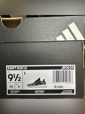 Adidas Women’s Swift Run 1.0 Leopard Print Sneakers - Black/Cream (NIB)